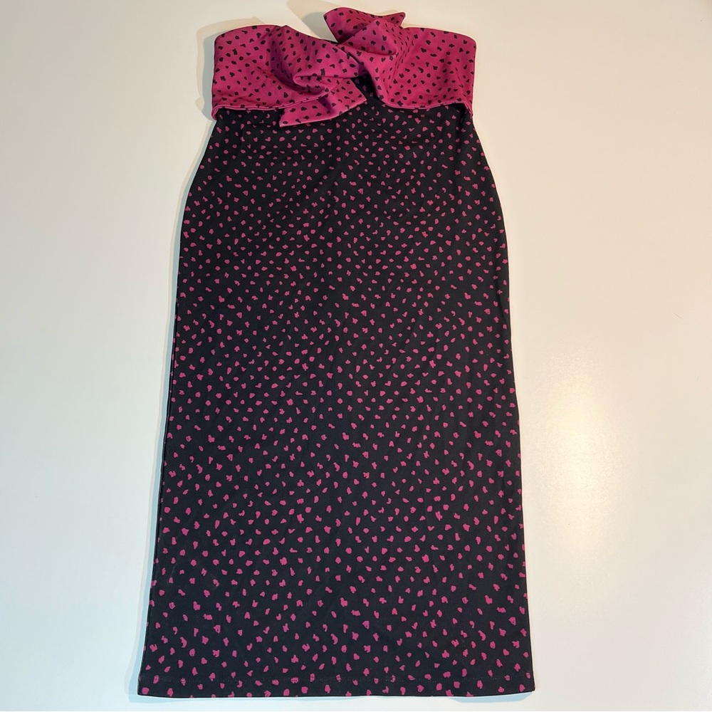 Bold Polkadot Dopamine Dressing Topshop Feminine Bow Twist Midi Dress Sz 12